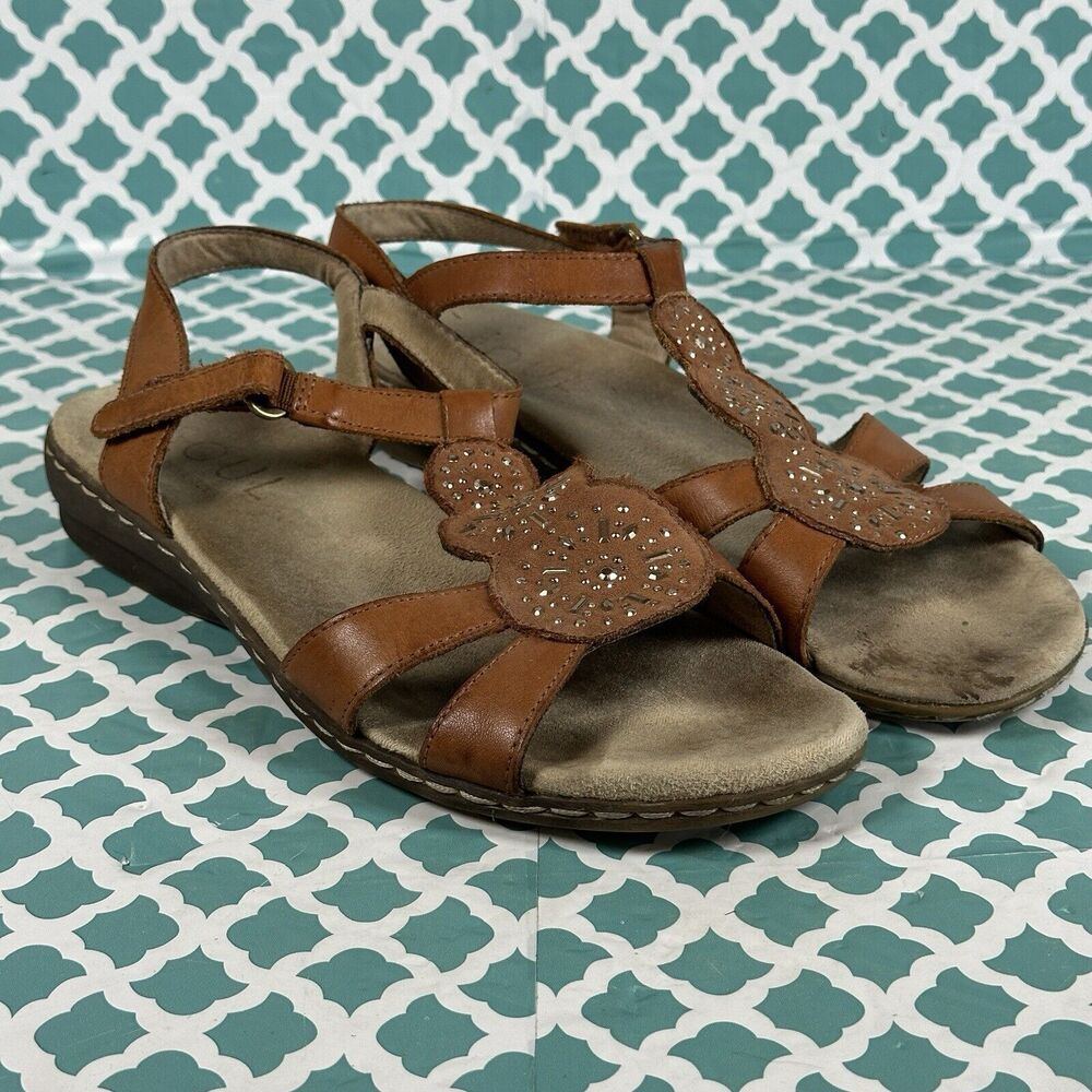 Soul Naturalizer Belle Sandals Women’s Size 9M Brown Leather Ankle Strap Studded